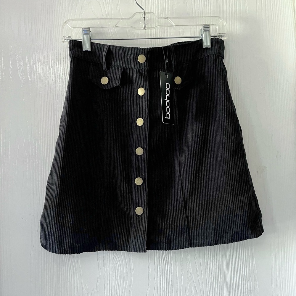 Boohoo Brooklyn Button Front Chunky Cord Mini Skirt